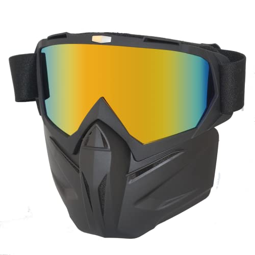 Motorcycle Goggles Mask - Protective Glasses With Detachable Paintball Mask Anti Fog Adjustable Windproof Outdoor Mask Face Shield For Kids Youth Men Women #TOP1