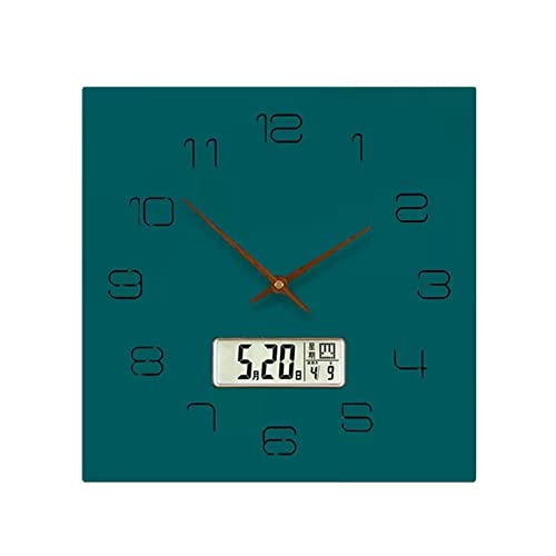 Horloge silencieuse en bois design carré élégant avec thermomètre intérieur de précision