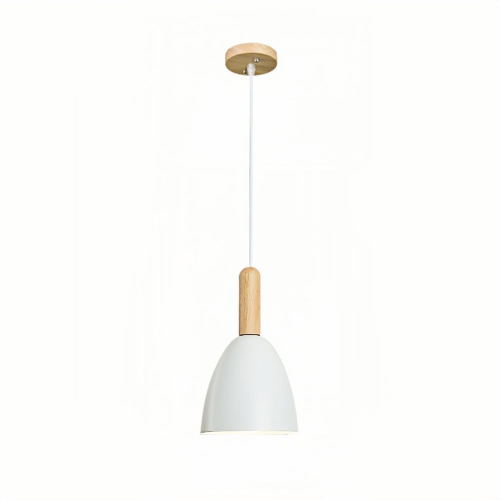 Genérico Lámpara Industrial Nórdica De 3 Luces Macaron Techo Madera Y Metal Para Cocina Isla Comedor Pasillo(White)