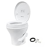 SEAFLO RV Toilet, Comfort Height 18.4', Gravity Flush Foot Pedal, Soft Close Seat, Camper Toilet for RV Motorhome Travel Trailer, White, SFRTPH-01-01, 4-Year Warranty