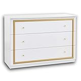 Stella Trading Claudia Königliche Schlafzimmer Kommode in Weiß-Gold - stilvolles & ausdrucksstarkes Sideboard im Barock Design für Ihr Schlafzimmer - 118 x 81 x 49 cm (B/H/T)