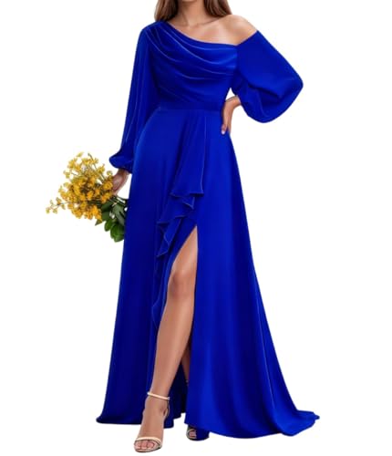 Robe demoiselle d'honneur manches longues fente maxi résolvant le choix du cortège