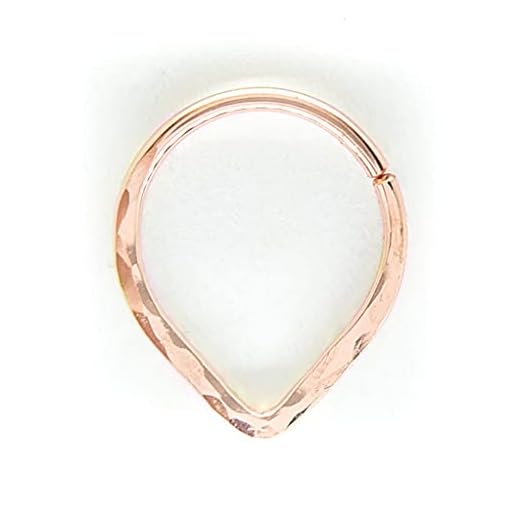 Septum Ring Rose Gold Filled Triangle Shaped Hammered Piercing Nose Hoop 18 gauge Custom Size
