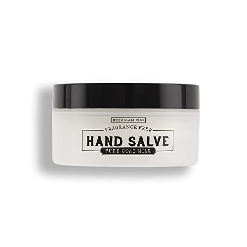 Beekman 1802 Pure Goat Milk Hand Salve, Fragrance Free - 2.5 Oz -  Moisturizes & Rejuvenates Dry Skin, Cracked Hands & Calluses - Good For Sensitive Skin - Cruelty Free #TOP30