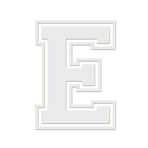 Letter E Varsity - Vinyl Decal for Outdoor Use on Cars, ATV, Boats, Windows and More - White 5 Inches Tall