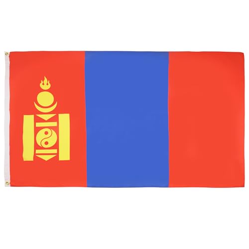 AZ FLAG - Drapeau Mongolie - 90x60 cm - Drapeau Mongol 100% Polyester Avec Oeillets Métalliques Intégrés - Pavillon 50 g