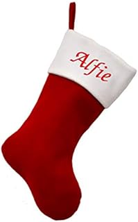 D3 Personalised Embroidered Red & White Luxury Deluxe Christmas Stockings