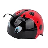KIXZSAZ Casco de Ciclismo para niños y niñas, Ajustable, con absorción de Impactos, Resistente a Impactos, con diseño Dibujos Animados, Transpirable y cómodo, Rojo Negro, S