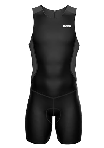 Wixen Terno masculino de triatlo de desempenho sem mangas, tecido acolchoado, secagem rápida, nataçã