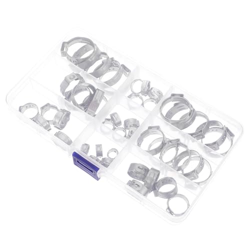 FRCOLOR 45pcs Stainless Steel Single Ear Hose Clamps Water Drain Hose Fasteners for Garden and Industrial Pipe Fitting Applications