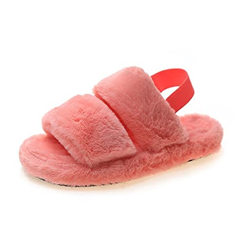 Cute Slippers Open Toe House Slippers Slides Sandals Two Band Fluffy Slippers with Strap Outdoor Sandal Slippers Non-Slip Slide Houseshoes Memory Foam Slippers (D 4