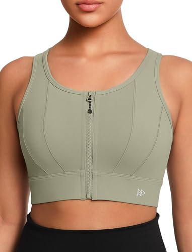 Yvette Front Closure Sports Bras for Women High Support Large Bust Supportive Sports Bra High Impact for Running