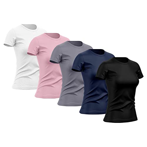 Kit 5 Camisetas Feminina Dry Básica Lisa Proteção Solar UV Térmica Camisa Blusa, Tamanho M