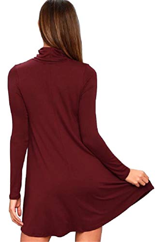 Image of KEEDONE Women's Long Sleeve Turtleneck Casual Loose T-Shirt Dresses