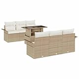 vidaXL Set di divani da Giardino 7 Pezzi con Cuscini Beige in polyrattan. È Perfetto Sia per Dentro Che per Fuori. Offre posti a Sedere Comodi, è Resistente alle intemperie e ha Un Design Robusto. ID