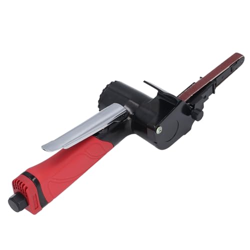 1/4 Inch Pneumatic Belt Sander with Red Handle - Pneumatic Belt Sanding Machine for Weld Joints Polishing, Deburring, and Chamfering