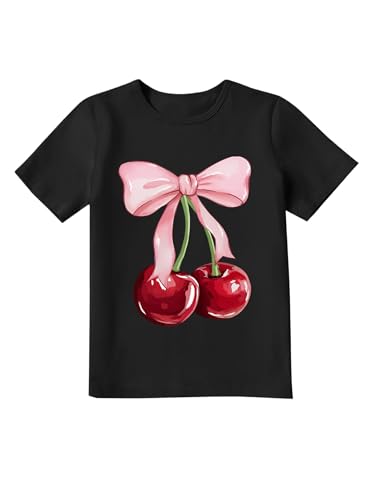 Image of Girls' Graphic Tees Summer Cute Tops Casual Short Sleeve Crew Neck T Shirts