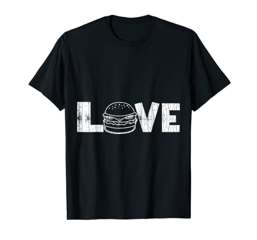 Love Burgers divertido Hamburguesa con queso gráfico Camiseta
