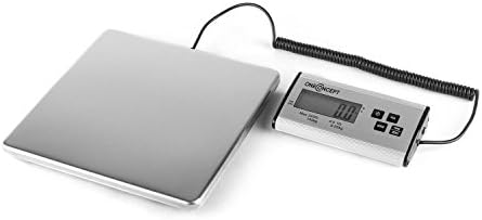 Oneconcept Marketeer Digital Package Scale - 27 x 27 cm Stainless Steel , Counting/Tare Function , Display , Battery/Mains Possible - Weighing Range 150kg , Readability 50g , Silver