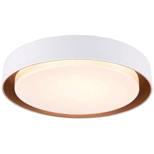 Image of LUTEC Flush Mount Ceiling Light, White with Gold Interior, 13in 23W Dimmable LED Ceiling Lights, 3000K Daylight, 3000lm Super Bright Energy-Efficient Modern Lamp for Bedroom, Hallway, Kitchen