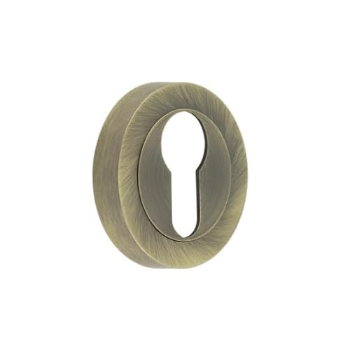 Image of EuroArt Designer Euro Profile Escutcheons on 50mm Round Rose in Antique Brass for Internal Doors Residential and Commercial Use Fixings Included