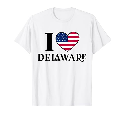 I Love Delaware Cuore Bandiera Americana Maglietta