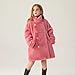 Girls Fleece Jacket Furry Button Down Double Breasted Stand Colar Dress Coat Winter Fashion Warm Soft Peacoat Size 10-12