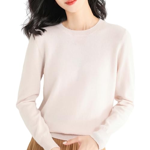 Image of Trlxkhor Women's Sweater, Sweater Crew Neck Plain Colour Loose Office Beige