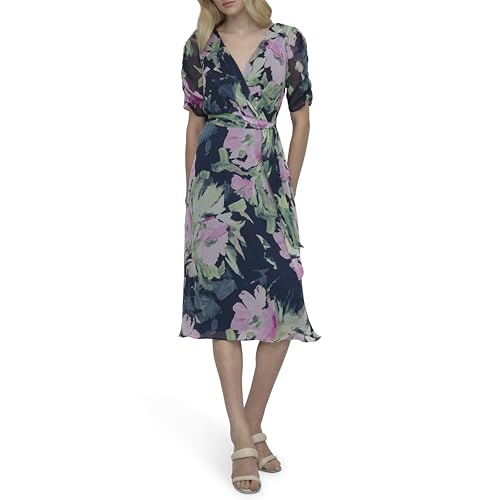 Image of DKNY Women's 3 /4 Sleeve Faux Wrap Dress