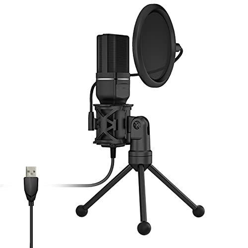 HMBB USB Podcast-Mikrofon-Computer-Kondensator-Plug-Play Pc. Gaming Mic Integrierte Hintergrundgeräusche Reduzierung for…