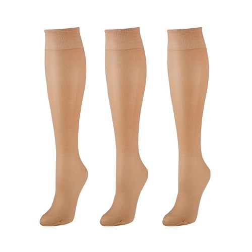 hwojjha Women's Plus Size Queen Sheer Support Knee High Stockings 3-Pack