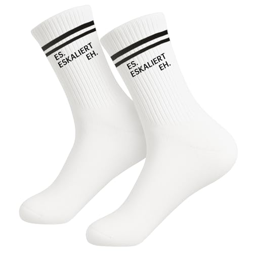 Scinzene ES ESKALIERT EH 36-44, Lustige Socken Unisex, Lustige Geschenkidee, Für Festival Outfit Damen Herren, Malle Accessoires, Festival Zubehör, Sportsocken, Tennissocken