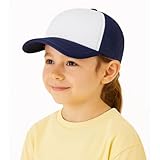 [Capprecier] キッズ メッシュキャップ 帽子 子供用 男の子 女の子 UVカット 通気性 調整可能 軽量 夏 運動会 通園 通学 スポーツ 熱中症対策 おしゃれ 5色展開 (JP, 数字サイズ, 56.0 cm, ネイビー)