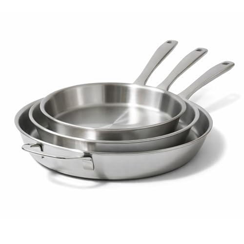 Alva Maestro 5-Ply Stainless Steel Frying Pan Set, 3 Pc, Induction Safe