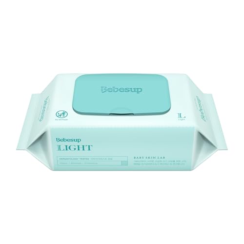 Image of BEBESUP Korea's #1 Light Baby Wipes - Hypoallergenic, Water-Based, Unscented, Alcohol & Paraben-Free - 50 GSM for sensitive skin Flip-Top Plant Based Baby Wipes (1 Pack)