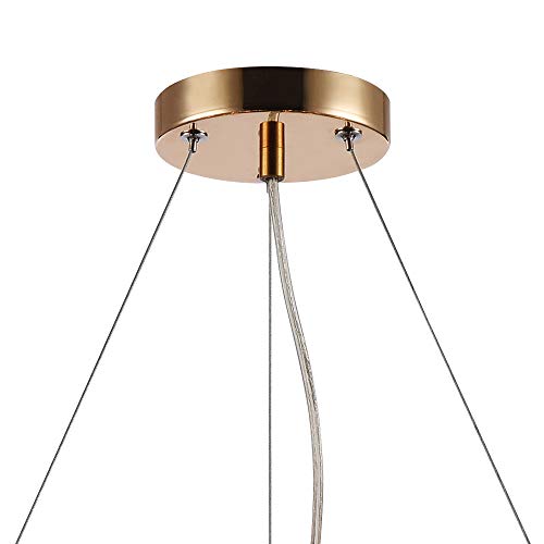 Pendente Halo De Metal E Vidro French Gold E Conhaque Bella Iluminação Halo No Voltagev French Gold/