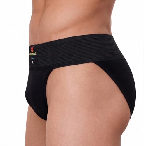 Image of NINQ Men's Athletic Supporter Underwear with Elastic Waistband, Breathable Fabric Gym Support Brief, Comfortable Innerwear for Sports, Workout, Running & Training