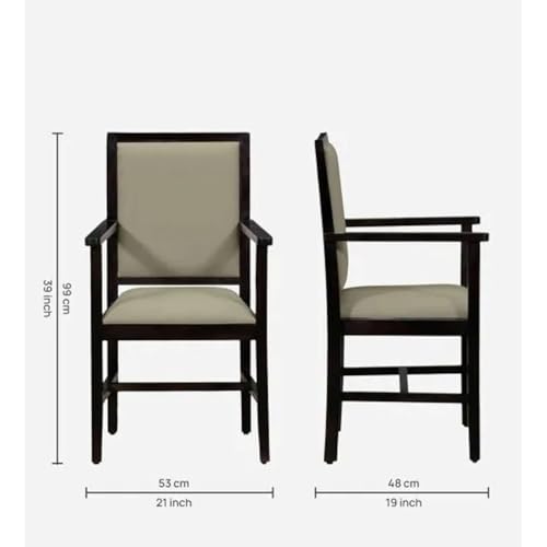Image of Solid Wooden Chair | Arm Chair for Living Room, Bedroom & Home (48D x 53W x 99H Centimeters (Peshtigo-Warm Chestnut, One Seat)