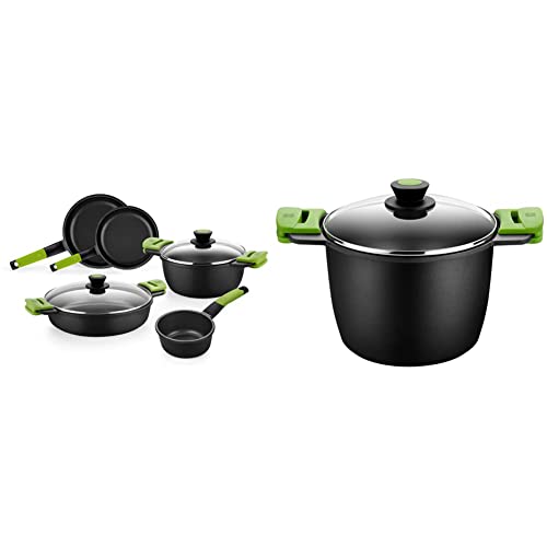 BRA PRIOR Batería 4 piezas de aluminio fundido con antiadherente + Prior Olla Alta con Tapa de...