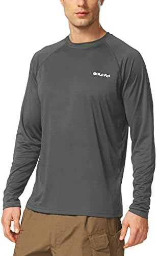 BALEAF Men's Sun Protection Shirts UV SPF T-Shirts UPF 50+ Long Sleeve Rash Guard Lightweight Hiking Summer Deep Gray Size L