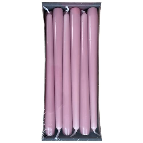 Nordring 12 velas puntiagudas de 2,3 cm x 25 cm, color lila – Certificación RAL, sin goteo y áspero, aproximadamente 8 horas de duración – Decoración de mesa y candelabros