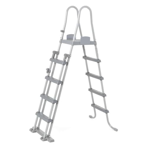 OISE ART STORE Trade Shop - Scaletta di Sicurezza per Piscine 132cm con Gradini in Plastica Telaio in Metallo 58332 -