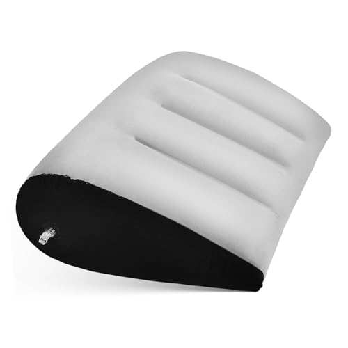 WOONEKY Inflatable Triangle Pillow PVC Neck Cushion with Soft Flocked Surface for Travel Camping Hiking Lightweight Compressible Inflatable Cushion