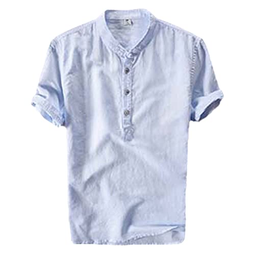 Chemise lin homme bleu ciel XXL ample : fini les vêtements serrés qui font transpirer l'été