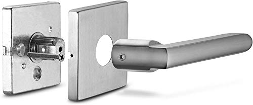 Image of Berlin Modisch HandleSet Front Door Entry Handle and Deadbolt Lock Set Slim Square Single Cylinder Deadbolt and Lever Reversible for Right & Left Sided Doors Heavy Duty - Satin Nickel Finish