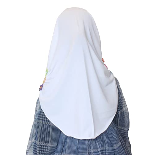 Instant Hijab for Kids Girls Muslim Headscarf Islamic Scarf with Flowers Soft3
