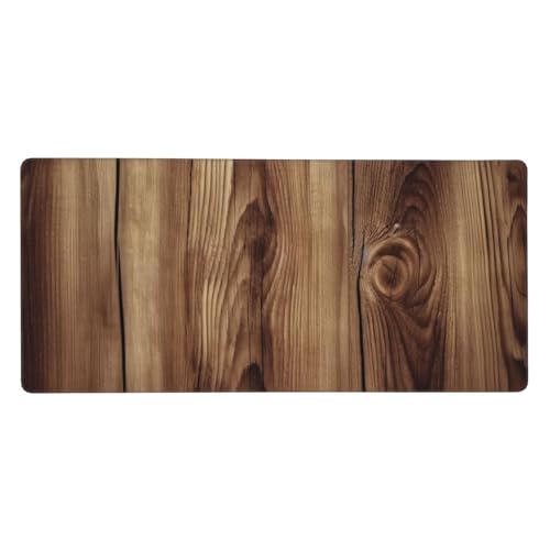Grand tapis de souris de jeu 90x40 cm avec motif grain de bois chic pour grand bureau