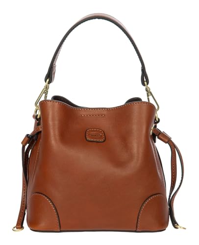 Bolso bandolera Bric's Volterra tipo bucket bag en cuero color marrón