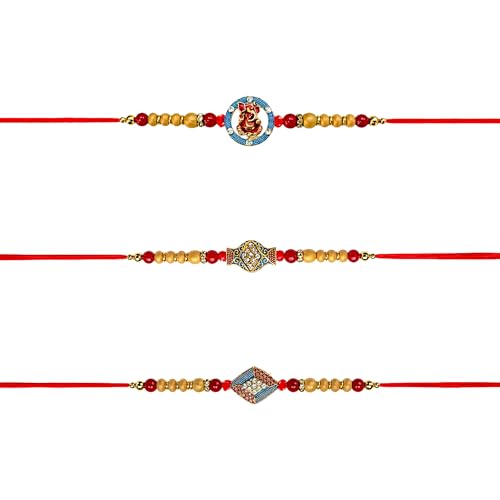 SAJTOX Pack of 3 Multicolor Designer Charms Rakhi Set for Brothers (Raksha Bandhan & Bhaidooj), Gift for Brothers (Designer Tulsi Beads Rakhi) by SAJTOX - Used condition - Image 6