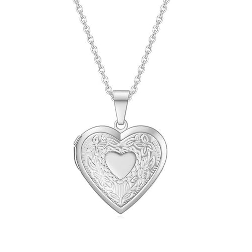 ChungLong0593 Vintage Heart Shape Antique - inspired Floral Etchings Locket